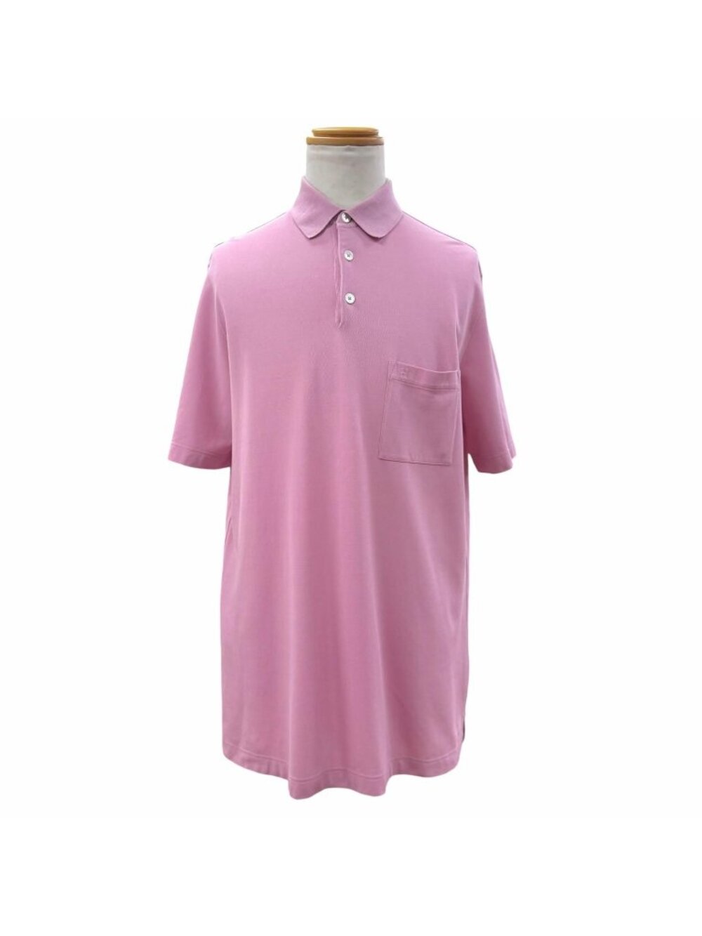 Hermes Cotton 100% H Logo Embroidery Chest Pocket Short Sleeve Polo Shirt Pink